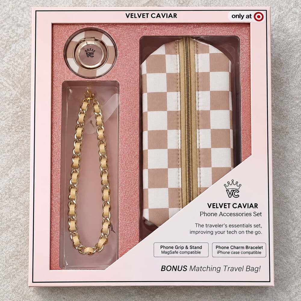 NEW Velvet Caviar Nude Vibe Check MagSafe Phone Accessories Set Travel Bag